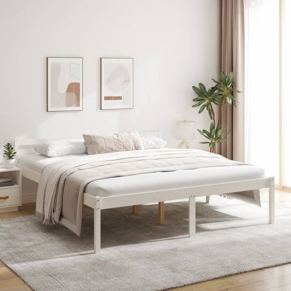 vidaXL Posteľ pre seniorov, biela 180x200 cm, Super King, borovica