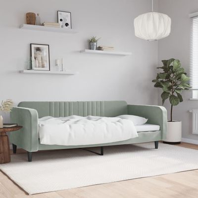 vidaXL Denná posteľ svetlosivá 100x190 cm zamat