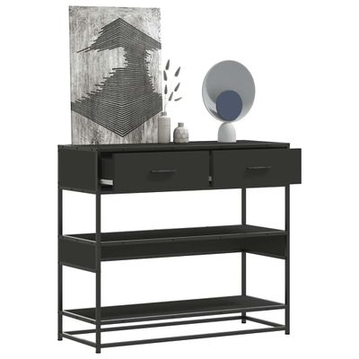 vidaXL Konzolový stolík čierna 90x35x80 cm kompozitné drevo