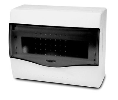 Rozvádzač NUOVA 3608 IP40, 8mod., na omietku, priehľ. dvere, 195x238x100mm
