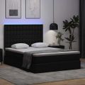 vidaXL Postel s úložným prostorem a LED svetlom Čierna 140 x 190 cm