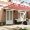vidaXL Sklopná markíza Červená a Biela 500 × 350 cm Polyester a hliník