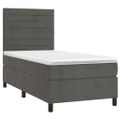 vidaXL Posteľný rám boxspring s matracom tmavosivý 80x200 cm zamat