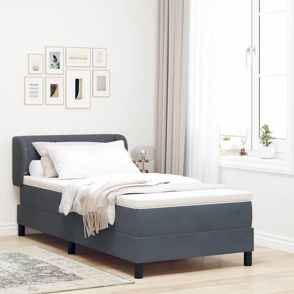 vidaXL Posteľ s pružinovým rámom Tmavo šedá 90 x 190 cm Zamat