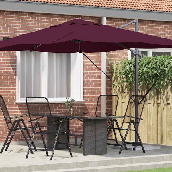 vidaXL Slnečník Bordeaux červená 351 x 250 x 260 cm Polyester a hliník