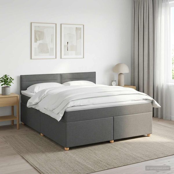 vidaXL Posteľ boxspring s matracom Tmavosivá 140 x 190 cm Látka