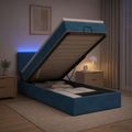 vidaXL Ottoman posteľ s matracom a LED Tmavo modrá 90 x 200 cm Zamat