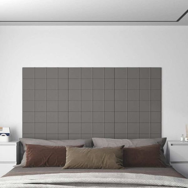 vidaXL Nástenné panely 12 ks bledosivé 60x15 cm látkové 1,08 m²