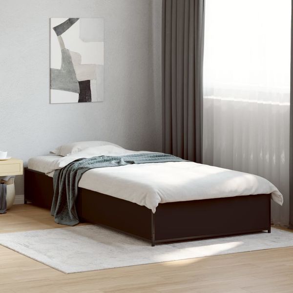 vidaXL Posteľný rám čierny 90x190 cm kompozitné drevo a kov
