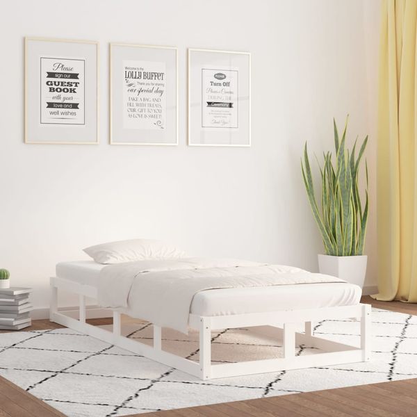 vidaXL Posteľný rám biely 90x190 cm jednolôžko masívne drevo