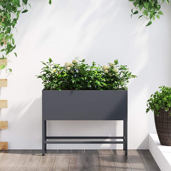 vidaXL Zvýšený záhradný kvetináč Antracit 60 x 26 x 45 cm Oceľ