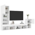 vidaXL 4-dielne TV nástenné skrinky s LED biele kompozitné drevo