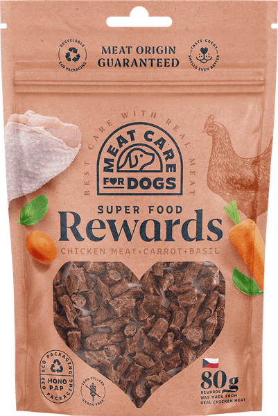 MEAT CARE REWARDS DOG 99805 maškrta - kuracie s mrkvou a bazalkou 80g
