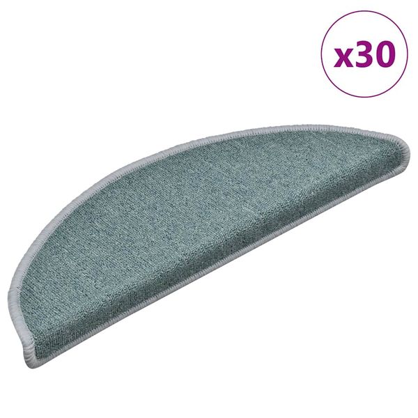 vidaXL Schodové rohože 30 ks 56x17x3 cm morsko modré polkruhové