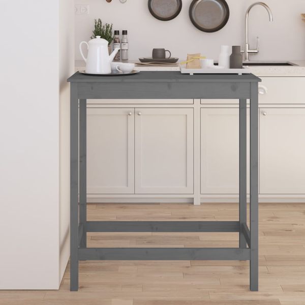 vidaXL Barový stolík sivý 100x50x110 cm borovicový masív