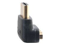 HDMI adaptér - HDMI s kolíkmi (samec) do HDMI so zdierkami (samica) - čierna - konektor 90°