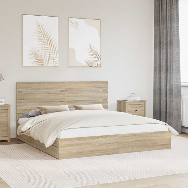 vidaXL Úložná posteľ Sonoma dub 180 x 200 cm Kompozitné drevo