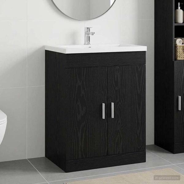 vidaXL Skriňa pod umývadlo do kúpeľne Čierny dub 78,5 x 37,5 x 81 cm