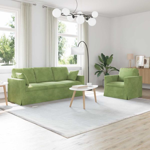 vidaXL Sada pohoviek 2 pcs Svetlo zelená 198 x 78 x 80 cm Zamat