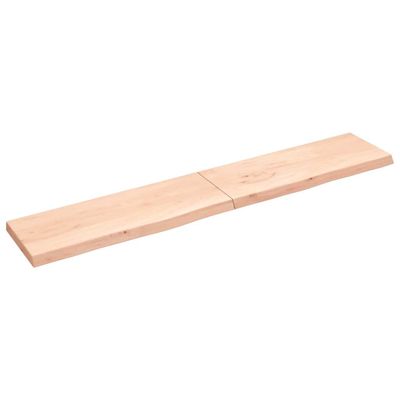 vidaXL Nástenná polica 220x40x(2-6) cm neošetrený dubový masív