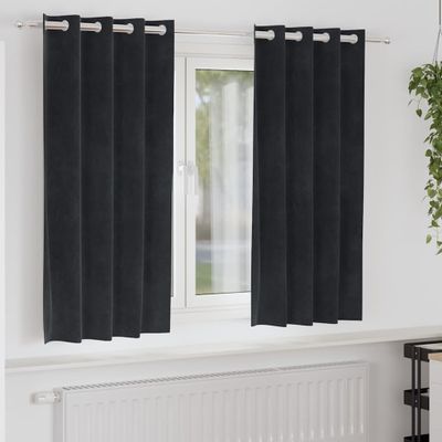 vidaXL Zatemňovacie závesy 2 pcs Čierna 140 x 175 cm Zamat