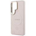 Obal Guess Saffiano Peony Embossed Ring MagSafe pre Samsung Galaxy S26 Ultra ružový