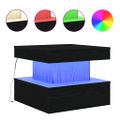 vidaXL Konferenčný stolík s LED svetlami, čierny dub 50x50x40 cm