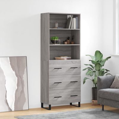 vidaXL Vysoká skrinka sivý dub sonoma 69,5x34x180 cm spracované drevo
