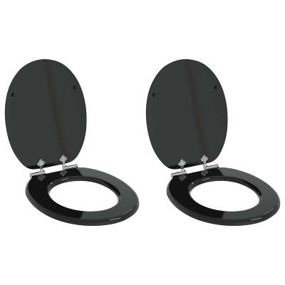 vidaXL Sedenie na toaletu s tichým zatváraním 2 pcs Čierny 44 x 38 cm