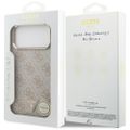 Puzdro Guess Case Magsafe 4G PU Leather s trojuholníkovým logom a zlatým kovovým rámom fotoaparátu pre iPhone 17 Pro Max ružové