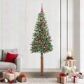 vidaXL Úzky vianočný stromček s 300 LED-i so stojanom Zelená 210 cm
