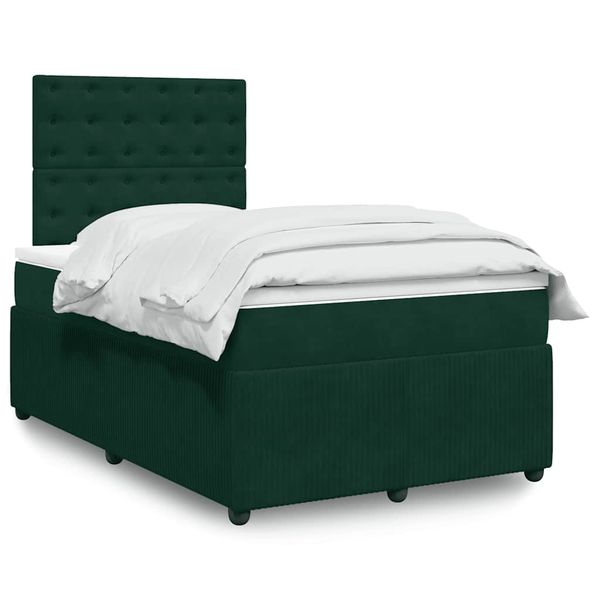 vidaXL Boxspring posteľ s matracom, tmavozelená 120x190cm, zamat