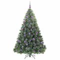 vidaXL Umelý vianočný stromček s 300 LED-i Zelená 180 cm PE a PVC
