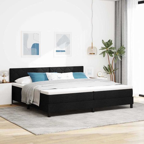 vidaXL Posteľ s pružinovým rámom s matracmi Čierna 200 x 200 cm látka