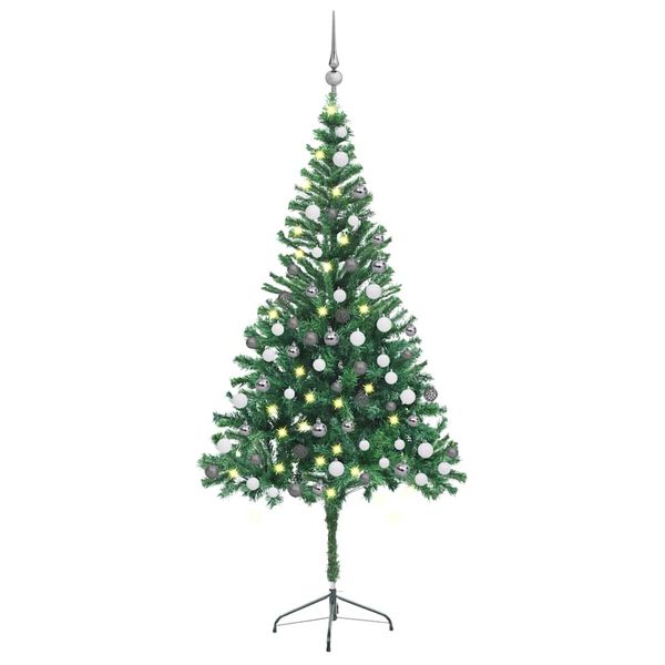 vidaXL Osvetlený umelý vianočný stromček+gule 180 cm, 564 vetvičiek
