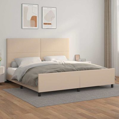 vidaXL Posteľný rám s čelom kapučínový 200x200 cm umelá koža