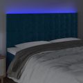 vidaXL Čelo postele s LED tmavomodré 180x5x118/128 cm zamat