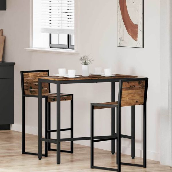 vidaXL stôl Staré drevo 100 x 50 x 90,5 cm Inžinierske drevo a oceľ