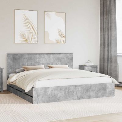 vidaXL Rám postele Betónová šedá 200 x 200 cm Inžinierske drevo