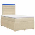 vidaXL LED boxspring posteľ s matracom Krémová 120 x 190 cm Látka