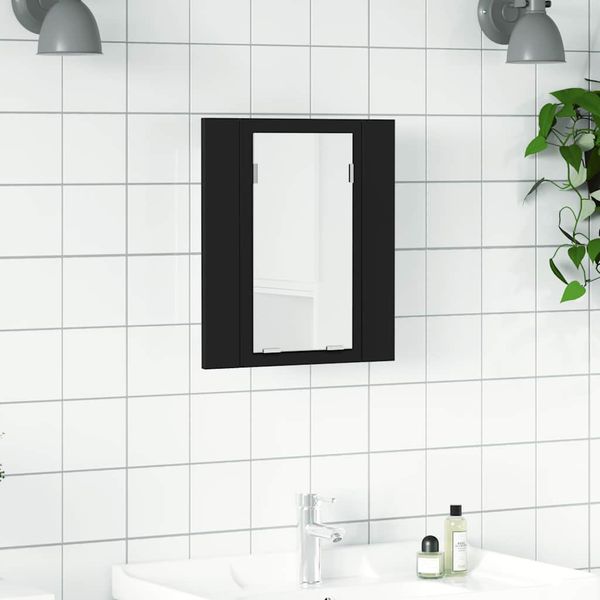 vidaXL LED kúpeľňová zrkadlová skrinka čierna 40x12x45 cm akryl