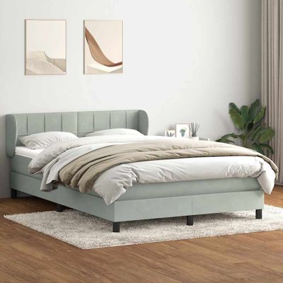 vidaXL Box Spring Posteľ s matracom Svetlosivá 160x220 cm Zamat