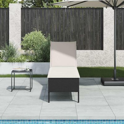 vidaXL Záhradné ležadlo s vankúšom čierne 55x200x44 cm polyratan