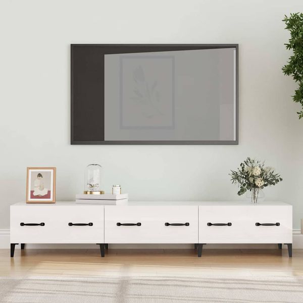 vidaXL TV skrinka lesklá biela 150x34,5x30 cm spracované drevo