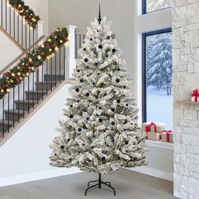 vidaXL Umelý vianočný stromček Zelená a biela 300 cm PVC a kov