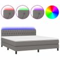 vidaXL Posteľ boxsping s matracom a LED tmavosivá 160x200 cm látka