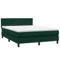 vidaXL Posteľný rám boxsping s matracom tmavozelený 140x220 cm zamat