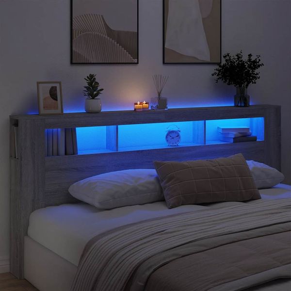 vidaXL Čelo s LED sivá sonoma 220x18,5x103,5 cm kompozitné drevo