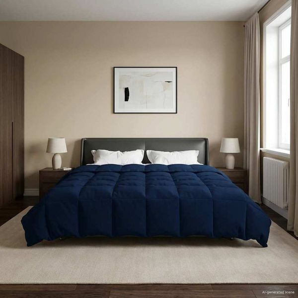 vidaXL Zimný prehoz Šnurovaný Tmavomodrá 240 x 260 cm Mikrovlákno