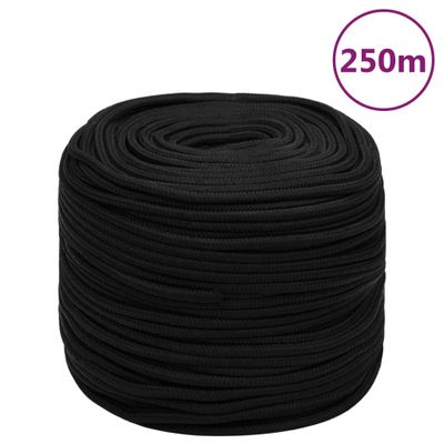 vidaXL Pracovné lano čierne 8 mm 250 m polypropylén